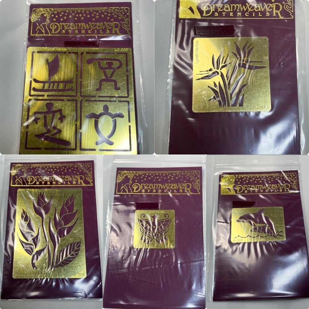 VTG Dreamweaver Stencils Bundle of Gold Tone Metal Stencil Lynell Harlow Stencil